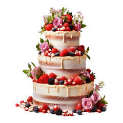 Poster - rustic wedding cake with berries