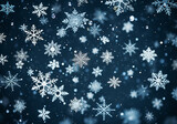 Fototapeta  - Christmas background with falling snowflakes. AI generated
