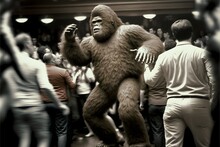 Bigfoot Dancing At A Disco Circa 1978 Photographic Hyperdetailed Extremely Reaslistic 
