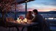 Couple in romantic winter together, luxurious setting