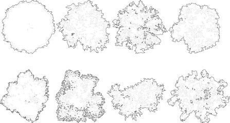 Tree top plan line silhouettes