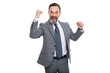 © be free - Successful boss man. Successful business. Business executive man. professional businessman in studio. Business success. Business manager in suit isolated on white. Mature businessman dealing