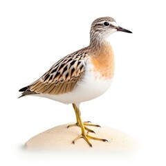 Wall Mural - Pectoral sandpiper bird isolated on white background.