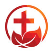 church tree vector logo design. Cross tree logo design.
