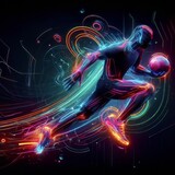 Chasing Glory: Dynamic Sports Poster Designs in Digital Neon 3D Rendered Style, Spotlighting the Handball Chaser
