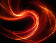 Abstract Red Swirl On Black Background, Flames And Smoke, Beautiful Flowing Curves, Flare, Steam. Movement Of Red Smoke Abstract On Dark Background, Fire Design