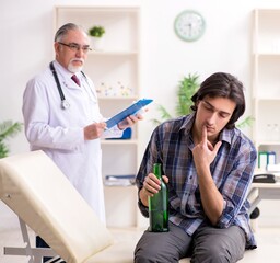 Poster - Young male alcoholic visiting old doctor