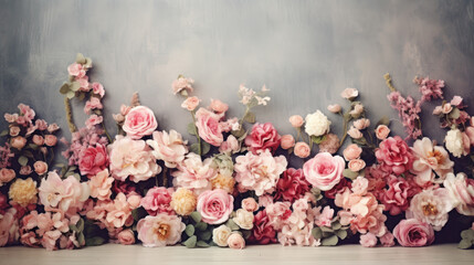 Wall Mural - Artificial Flowers for Background in vintage style of valentine' day