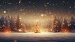 Christmas background, with warm tree in the middle in a snowy night