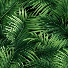 Wall Mural - tropical green lush palm tree leaves seamless pattern