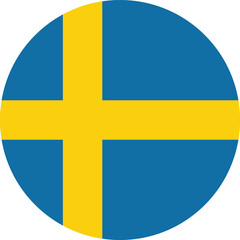 Wall Mural - Swedish flag button . Round Sweden flag vector isolated on white background