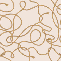 Wall Mural - Howdy Western rodeo rope lasso vector seamless pattern. Groovy wild west background.