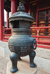 Sticker - Incense burner in front of Biyong Palace in Guozijian - Imperial Academy in Beijing, China