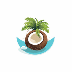 Coconut in cartoon, doodle style. 2d vector illustration in logo, icon style. AI Generative