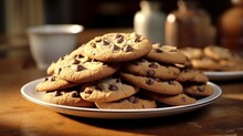 Chocolate Chip Cookies On A Plate