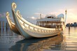 3D illustration of a white gondola boat. Generative AI