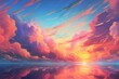 Scenic sky with vibrant pastel clouds, serene and idealistic ambience. Generative AI