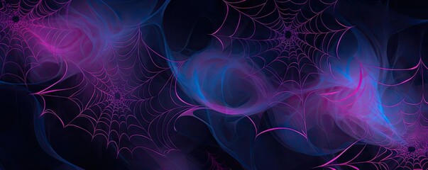 Wall Mural - a purple spider web pattern on a black background Generative AI