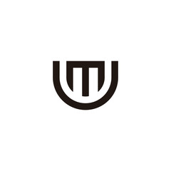 letter mu stripes line geometric logo vector