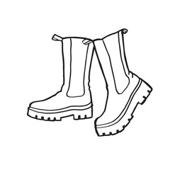 Wall Mural - winter boots shoes hand drawing illustration vector isolated