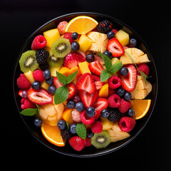 Wall Mural - Bowl of delicious fruit salad with a variety of different fruits