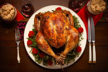 Wall Mural - Delicious roasted turkey for thanksgiving christmas dinner