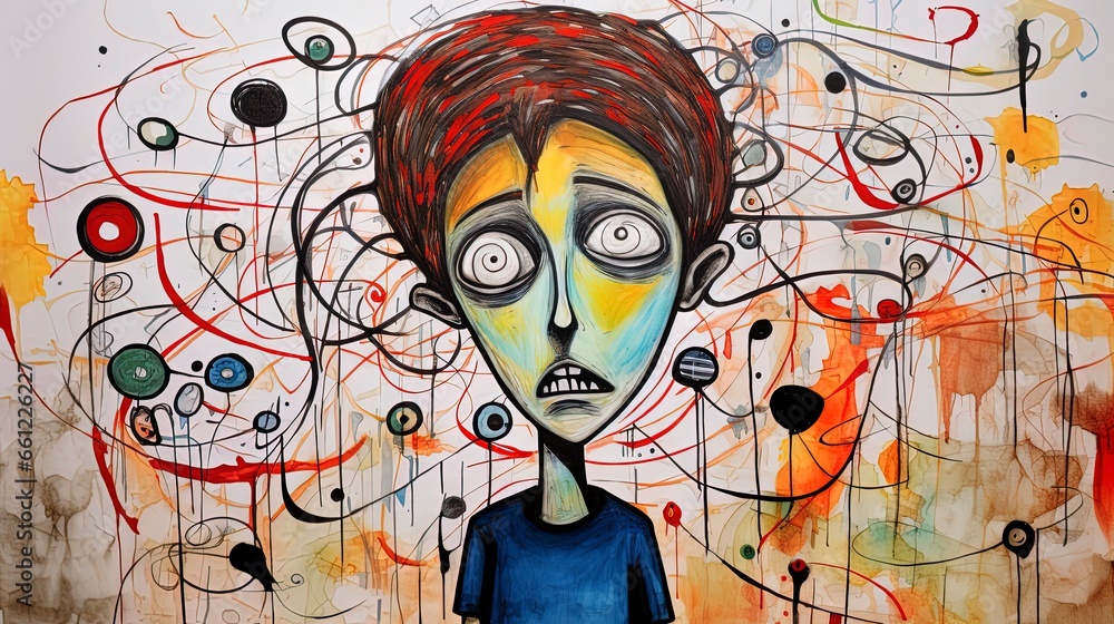 Thoughtful stressed young child with ADHD (Attention deficit ...