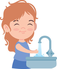 Sticker - girl washing hands design