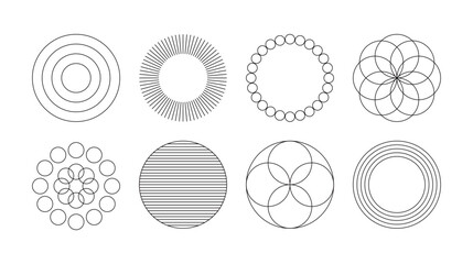 Wall Mural - A set of line design graphic sources in a minimalist, modern and simple style.