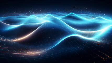light waves of energy flowing with connecting dots background wallpaper