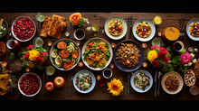 Amazing Colorful Vegetarian Feast Dinner Table