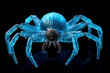 A blue and fat spider is glowing. (Generative AI)