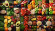 © BornHappy - Health Collage of food products healthy food background