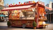 3D rendering of Street food market stall. Vector shop booth stand. Festival marketplace tent vendor with a traditional