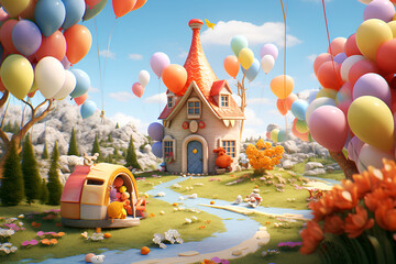 Wall Mural - balloons in the park