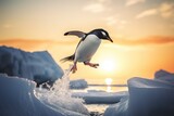 penguin jumping on ice Generative AI