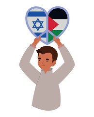 Poster - israel and palestine man lifting peace