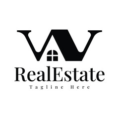 Wall Mural - outstanding letter W real estate house home roof construction logo design