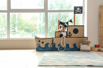 Poster - Pirate cardboard ship near window in children's room