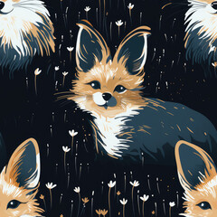 Wall Mural - Foxes grunge graffiti repeat pattern