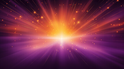 Poster - Abstract backgound with purple and orange light rays. God rays or light burst with bokeh.