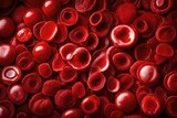 Fototapeta  - red blood in human microscopic ultra view in deep and dark color 