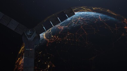 Wall Mural - Satellite Orbiting Planet Earth - animation
