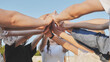 © Довидович Михаил - Seven boys and girls join hands as a sign of strong friendship.