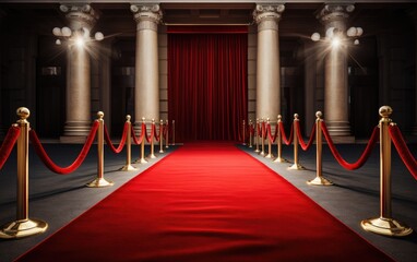 Wall Mural - Long red carpet between rope barriers