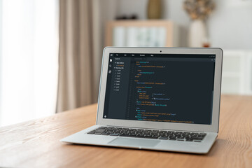 Software development programming on computer screen for modish application and program coding