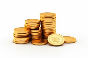 stack of gold coins isolated on white background