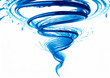 螺旋状に渦巻く抽象的な青い波と水しぶき