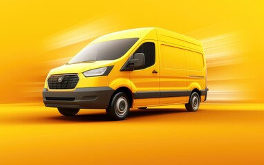 A delivery van racing on a yellow background