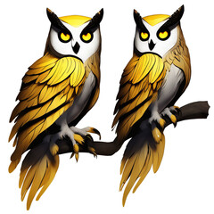 Big owl with yellow feathers